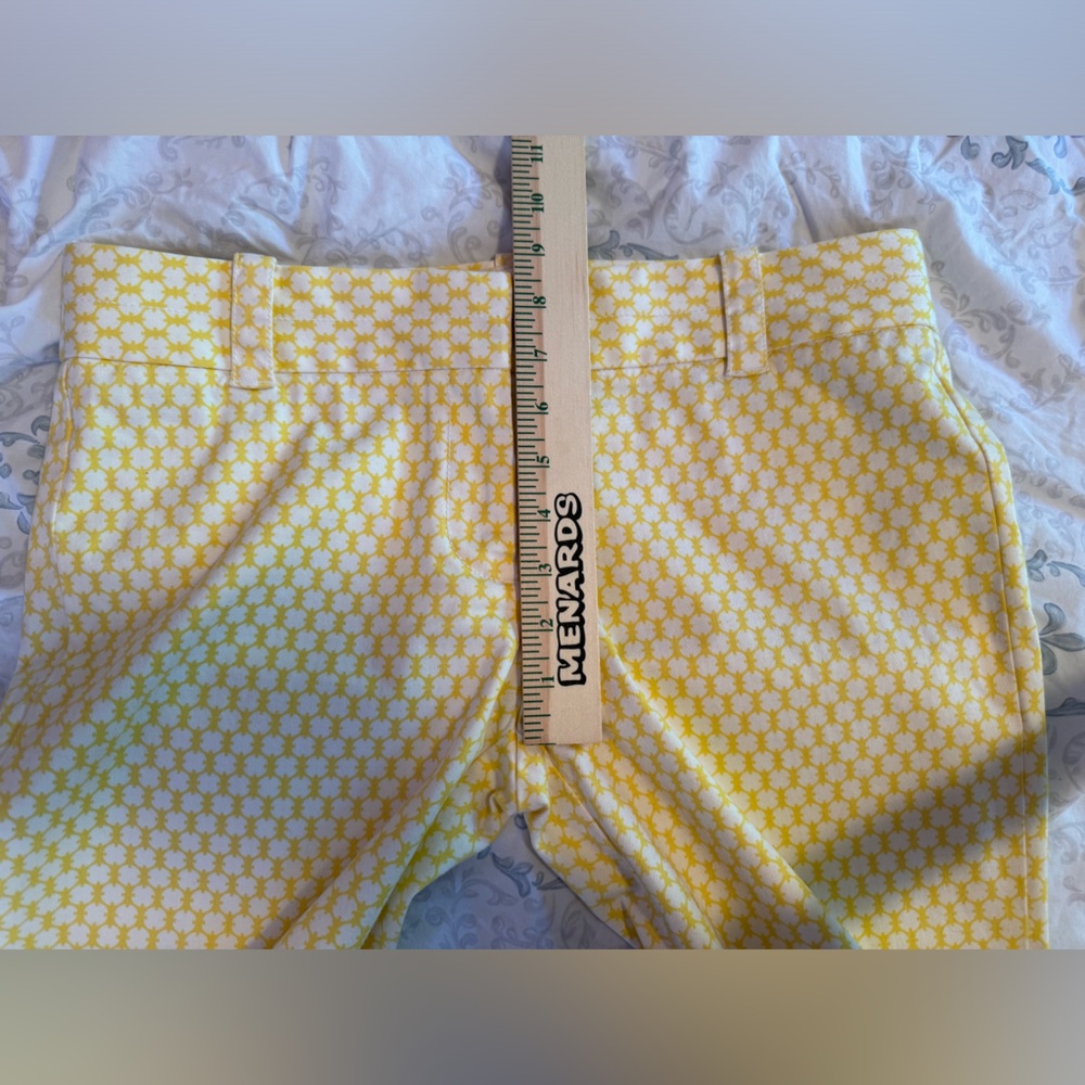 J. Crew Yellow White City Fit Stretch Cropped Pant Womens‎ size 6 - Picture 9 of 12